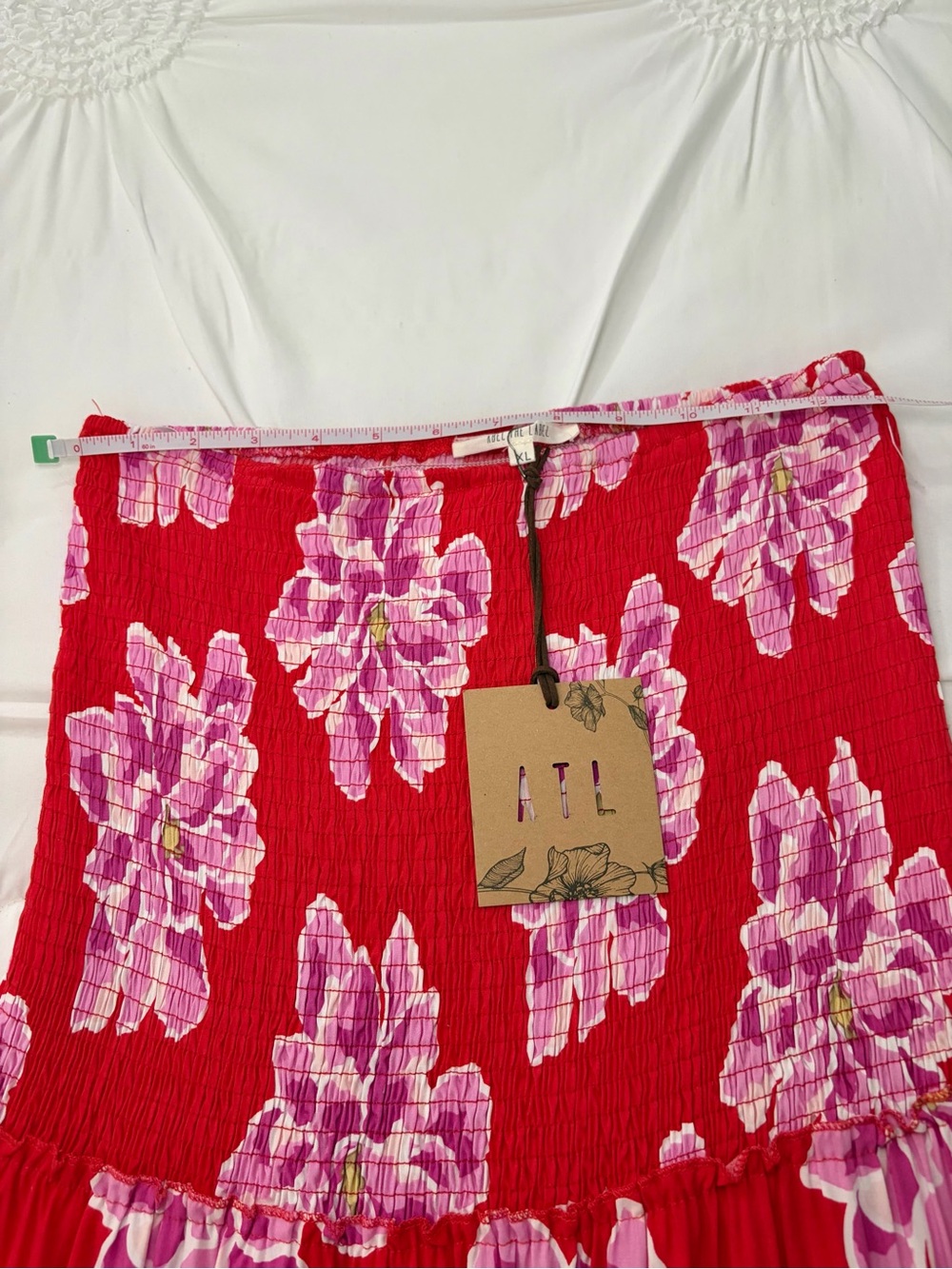 NWT New Anthropology Abel The Label Strapless Red  & Pink Floral Maxi Dress XL - Picture 11 of 16